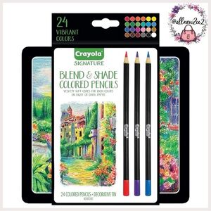 • New • Crayola Signature Blend & Shade Soft Core Colored Pencils Set 24 Tin